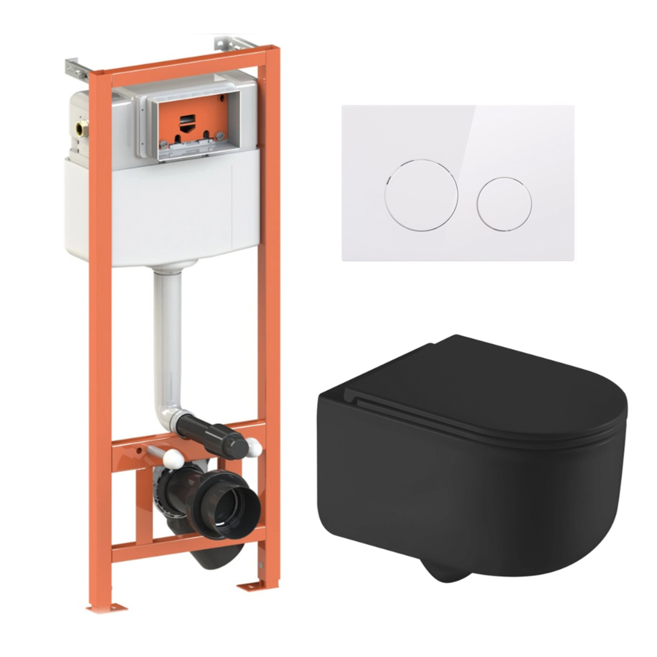 Готове рішення Qtap для ванної кімнати: підвісний унітаз Taurus Ultra Quiet 490x360x380 + комплект інсталяції Nest 4 в 1 (кругла