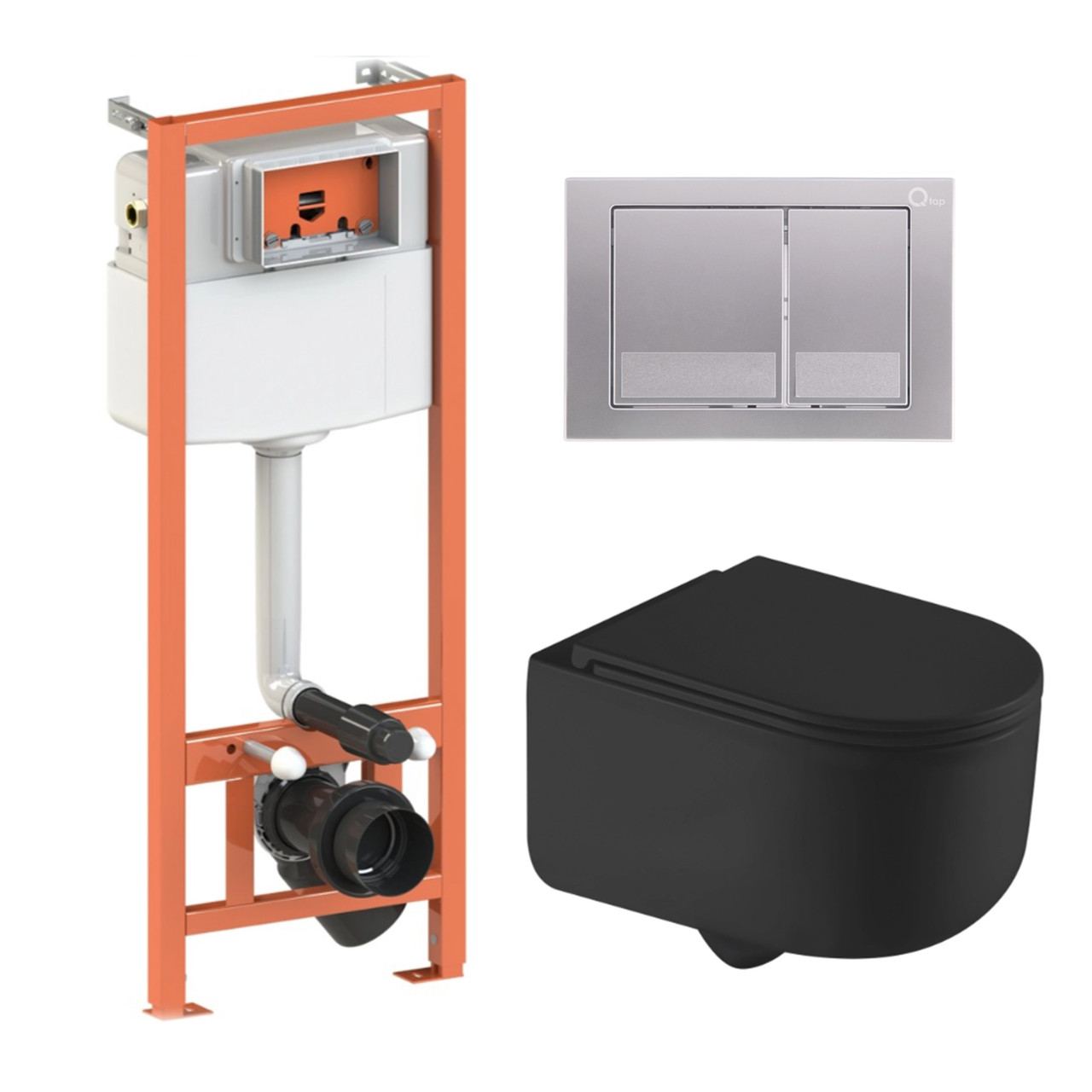 Готове рішення Qtap для ванної кімнати: підвісний унітаз Taurus Ultra Quiet 490x360x380 + комплект інсталяції Nest 4 в 1