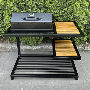 Мангал-барбекю Mzavod Одін в стилі лофт на дровнику з полицей на 9 шампурів 4 мм