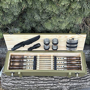 Подарунковий набір шампурів Мілітарі Оливковий