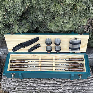 Подарунковий набір шампурів Мілітарі Бірюзовий