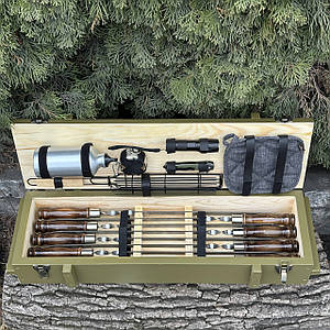 Подарунковий набір шампурів Штурм Оливковий