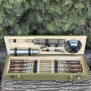 Подарунковий набір шампурів Комбат Оливковий