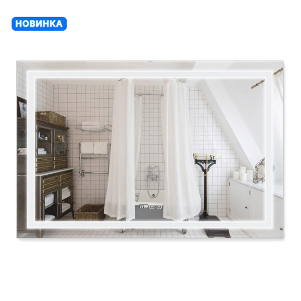 Дзеркало Qtap Mideya MI1) 1200х800 з LED-підсвічуванням Touch, з антизапотіванням, димером QT2078F613W Зроби це - Vdalo