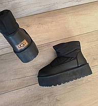 Угги UGG Дутики ЧЕРНЫЕ короткие на Платформе со Змейкой влагозащитные полуб, фото 3