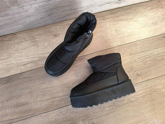 Угги UGG Дутики ЧЕРНЫЕ короткие на Платформе со Змейкой влагозащитные полуб, фото 1