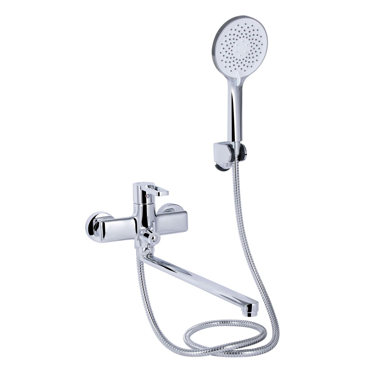 Змішувач для ванни Qtap Taurus з довгим поворотним виливом (з душовим гарнітуром) QTTAU260CRM45663 Chrome Зроби це - Vdalo