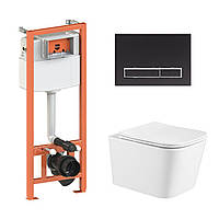 Готове рішення Qtap для ванної кімнати: підвісний унітаз Crow Ultra Quiet 490x360x290 + комплект інсталяції Nest 4 в 1 (лінійна