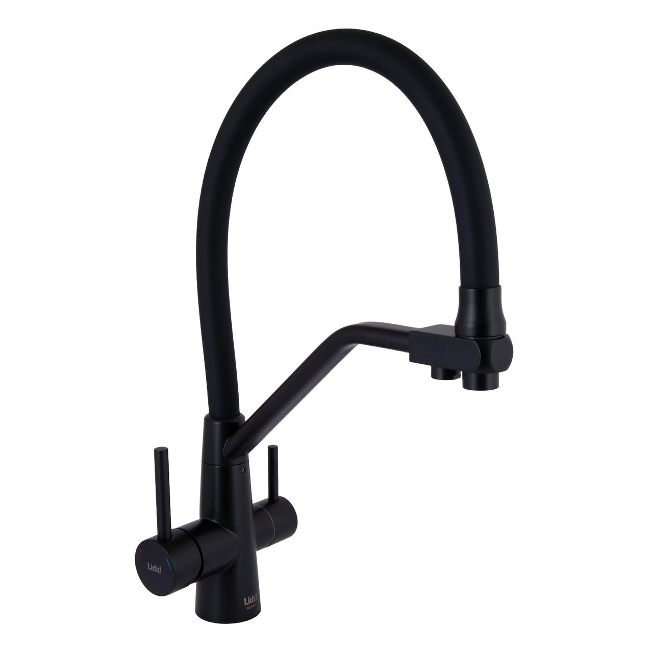 Змішувач для кухні Lidz Aria 020F3 з гнучким виливом з підключенням для питної води (k35) LDARI020F3BLA39212 Black Matt Зроби це -