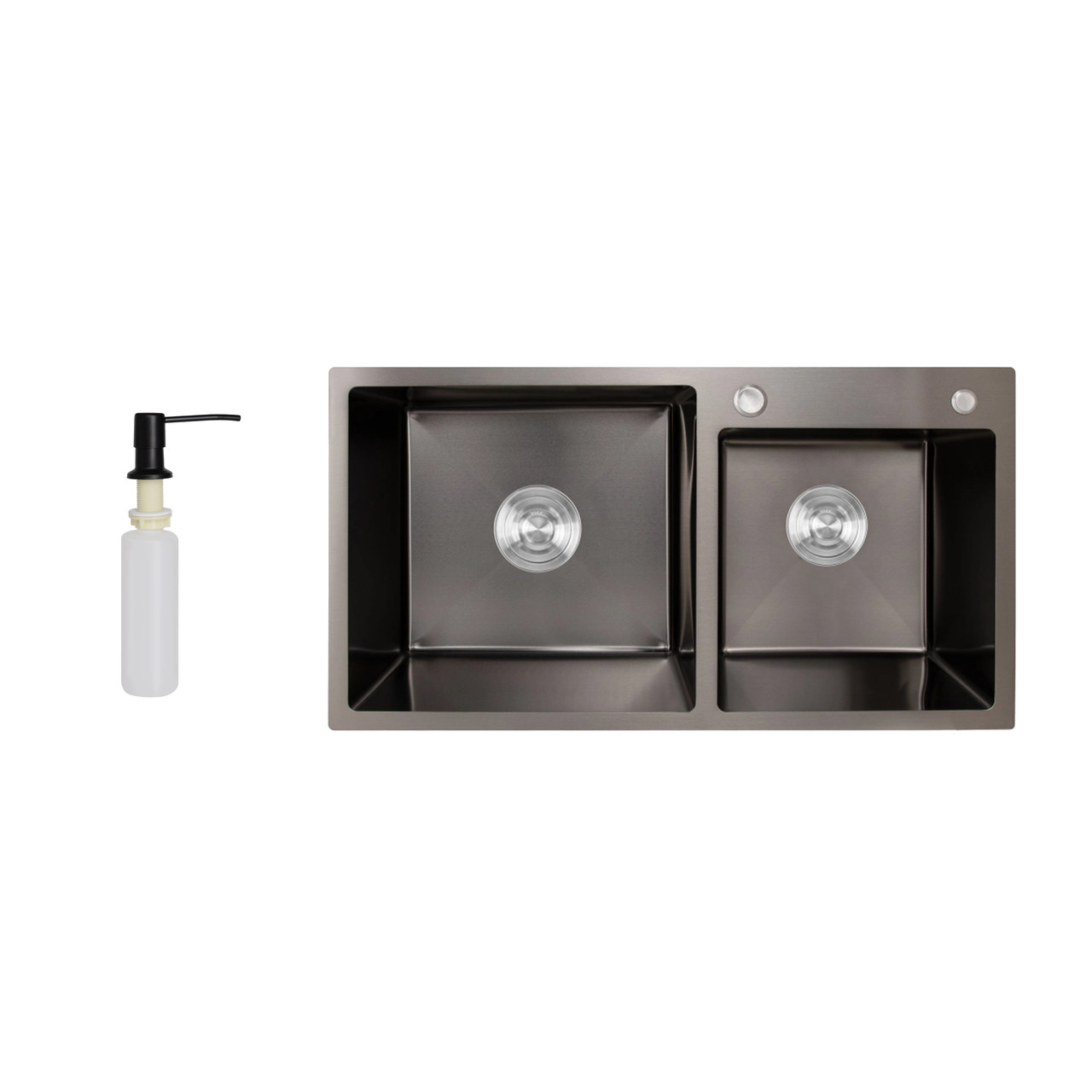 Мийка для кухні з двома чашами інтегрована Lidz Handmade H7843 (LDH7843BPVD45586) Brushed Black PVD 3,0/1,0 мм Зроби це - Vdalo