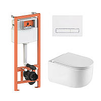 Готове рішення Qtap для ванної кімнати: підвісний унітаз Taurus Ultra Quiet 490x360x380 + комплект інсталяції Nest 4 в 1 (лінійна