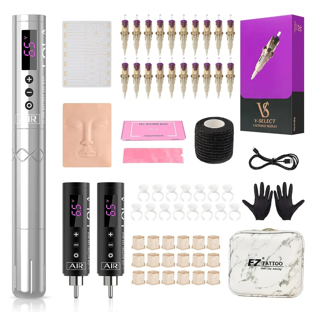 EZ Tattoo Kit Professional Lola Air Перманентний макіяж Татуювання Ручка з 3 шт. Батарейки для початківців та жінок-художників, фото 1