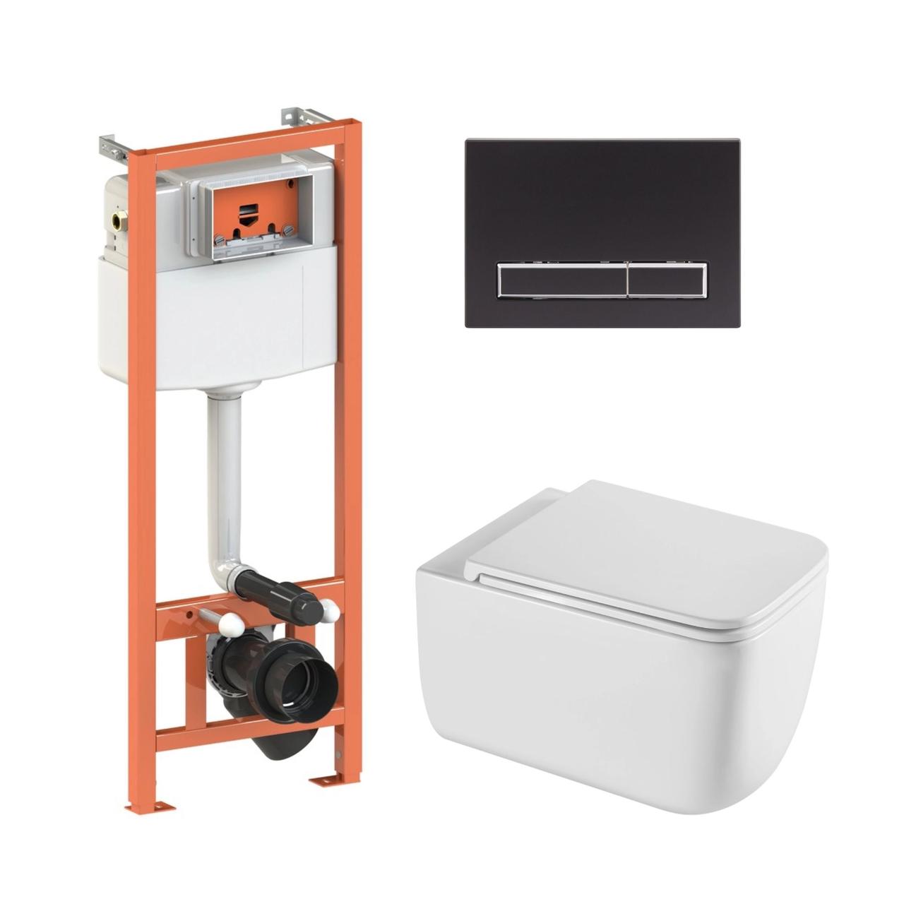 Готове рішення Qtap для ванної кімнати: підвісний унітаз Gemini Ultra Quiet + комплект інсталяції Nest 4 в 1 (лінійна клавіша