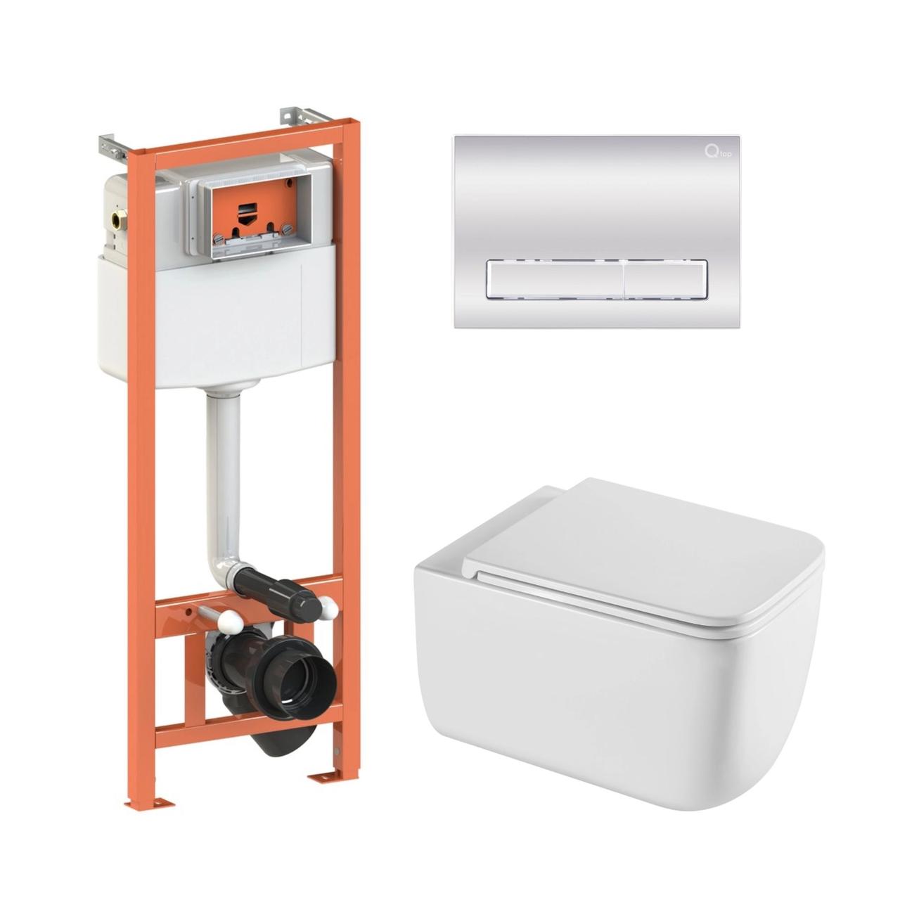 Готове рішення Qtap для ванної кімнати: підвісний унітаз Gemini Ultra Quiet 530х365х373 + комплект інсталяції Nest 4 в 1 (лінійна