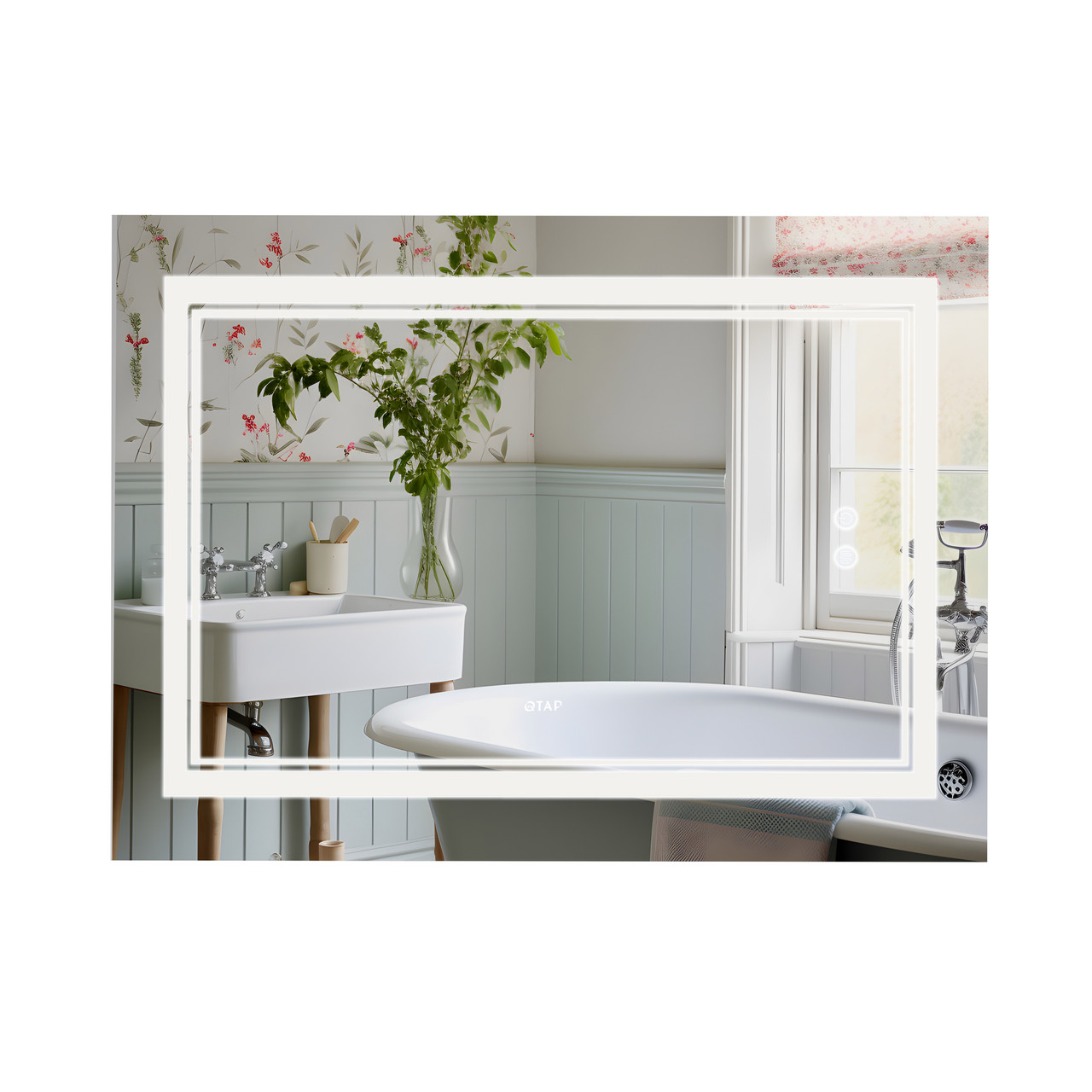 Дзеркало Qtap Cardinal 1000х700 з LED-підсвічуванням Touch, з антизапотіванням, з димером, рег. темп. кольору (3000-6500K)