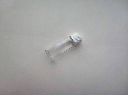 25 мл ПЕТ Овал флакон прозорий з білою ребристою закруткою, кришкою, пляшка, флакони, пластмасовий з ковпачком, фото 1