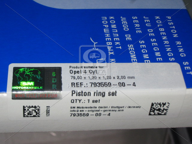 Кільця поршневі Опель Астра OPEL ASTRA G 79,00 1,2 x 1,2 x 2,0 mm Z16XEP (пр-во SM)