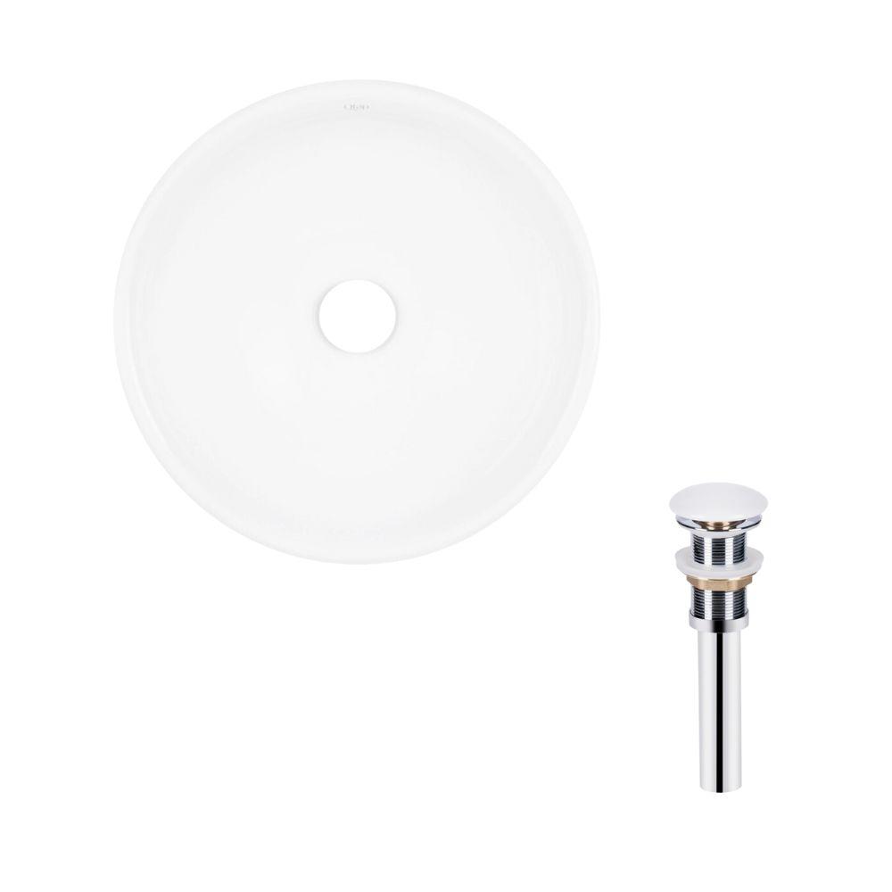 Комплект Qtap Owl: Раковина накладна кругла 400х400х155 мм White + Донний клапан PU02 Зроби це - Vdalo