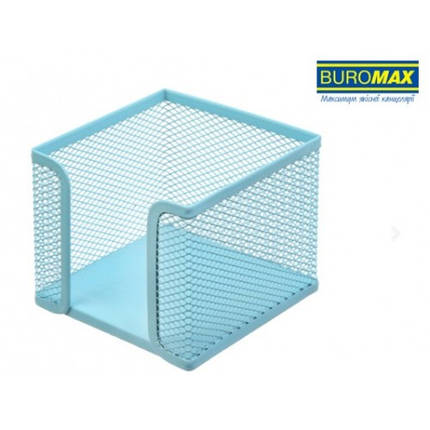 Бокс для паперу BUROMAX 6215-14 металевий 100х100х80мм PASTEL блакитний (1/12), фото 1