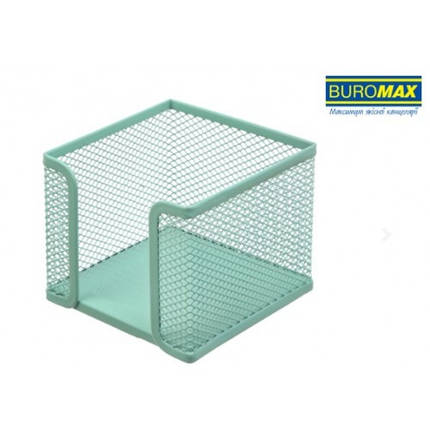 Бокс для паперу BUROMAX 6215-38 металевий 100х100х80мм PASTEL м'ятний (1/12), фото 1