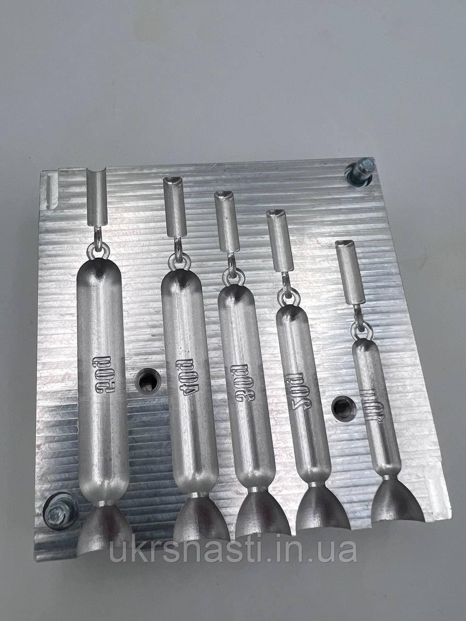 Якісна форма для грузил дроп-шот 10 г-50г, метал Д16Т, Форми для лиття Drop-shot, фото 1