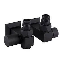 Кран квадратний  кутовий під тен Solomon CUBE 1/2"х1/2" чорний матовий, 2шт