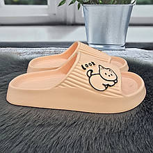 Шльопанці сланці жіночі Tap Mal персикові пінкові з котиком 4411