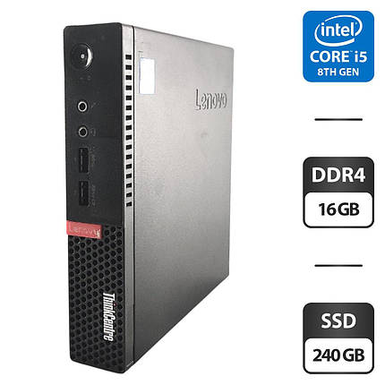 Неттоп Lenovo ThinkCentre M720q Tiny USFF/ Core i5-8400T/ 16 GB RAM/ 240 GB SSD/ UHD 630, фото 1