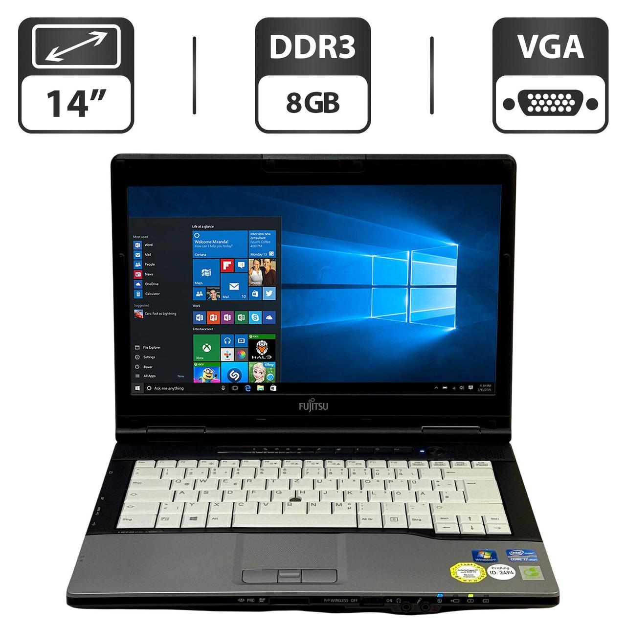 Ноутбук Б-клас Fujitsu LifeBook S782/ 14" (1366x768)/ Core i7-3540M/ 8 GB RAM/ 500 GB HDD/ HD 4000