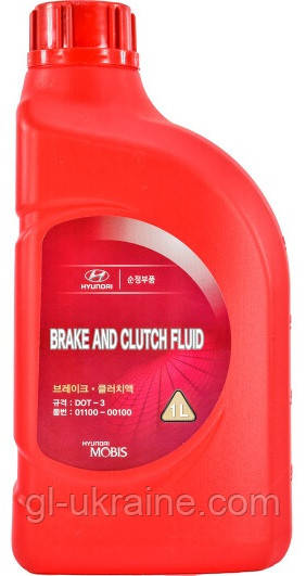 Гальмівна рідина Hyundai/Kia Brake Fluid DOT-3, 1л (01100-00100)