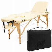 Масажний стіл складний 4FIZJO Massage Table+ Wood W60 Beige