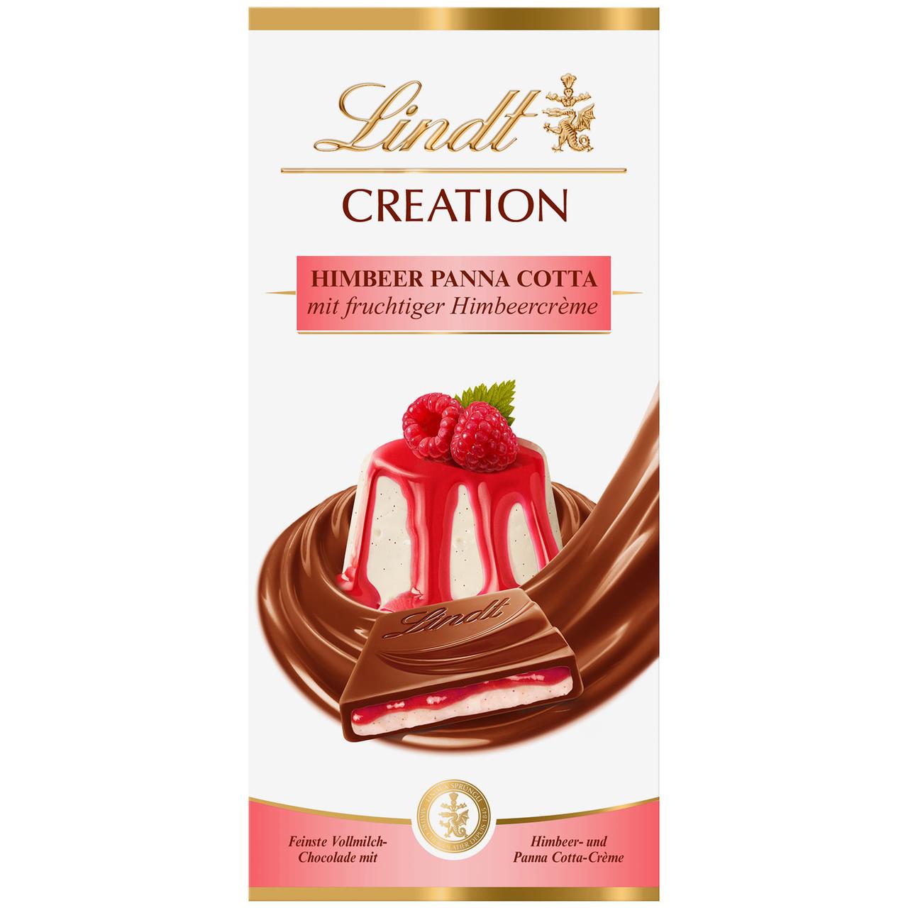 Шоколад молочний Lindt Creation Himbeer Panna Cotta з кремовою фруктово-малиновою начинкою, 150г