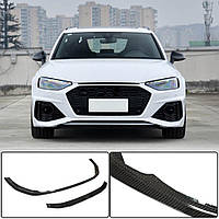 Накладка на передній бампер Lip V2 (для RS4 Avant 2019-2021, Карбон) для Ауди A4 B9 рр