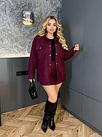 Женский демисезонный костюм рубашка на кнопках и юбка-шорты из замши на дайвинге размеры 42-56