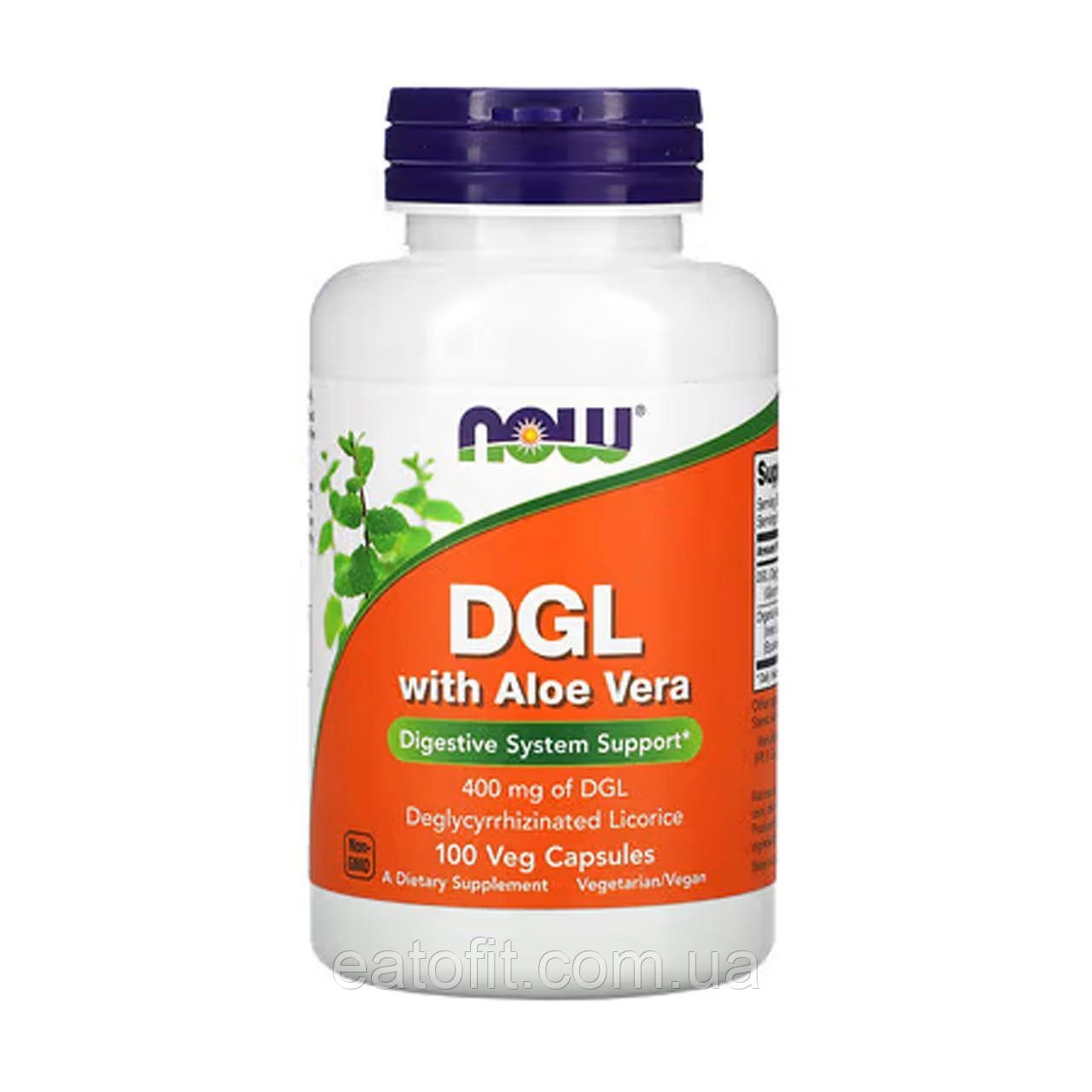Корінь солодки та алое вера (DGL with Aloe Vera) 100 капсул NOW-04654