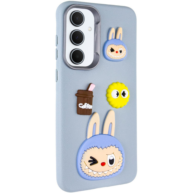 Чохол 3D TPU Leather Toys для Samsung Galaxy A36 5G | з персонажем Labubu / Blue