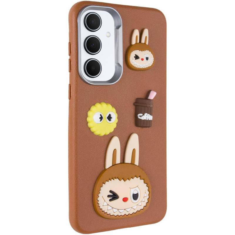 Чохол 3D TPU Leather Toys для Samsung Galaxy A36 5G | з персонажем Labubu / Brown