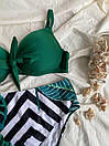 Жіночий роздільний зелений купальник з принтом великі розміри, фото 4