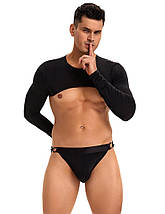 Чоловічий топ з довгим рукавом Star Night та труси з відкритим доступом, чорні, S, фото 2