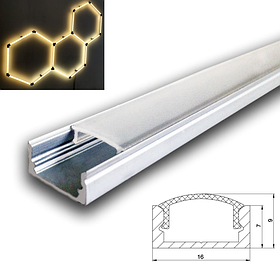 Накладний Алюмінієвий Профіль для LED стрічки ЛП-7 + розсіювач