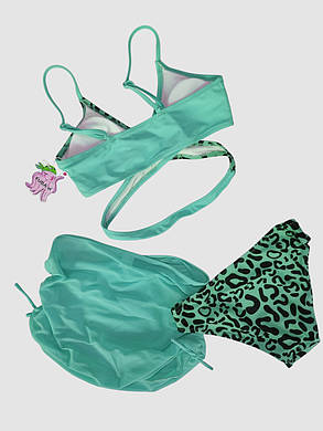 Дитячий купальник з юбкой леопард Fuba 1834 зелений 36 38 40 42 розмір, фото 2