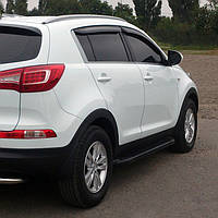 Бокові пороги Allmond Black (2 шт., алюм.) для Kia Sportage 2010-2015 рр