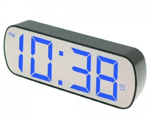 Годинник настільний з дзеркальним дисплеєм 6.7 дюймів/синім підсвічуванням/датчиком температури/датою VST 895Y-5