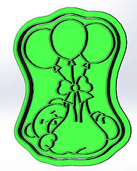 Пластикова вирубка з відбитком "Мішка тедді з кульками №3", 10 см