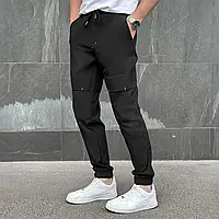 Джогеры мужские штаны Pobedov Vershyna плащевка Софт демисезонные с карманами и манжетами черные