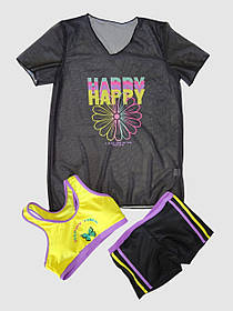 Дитячий підлітковий купальник топ шорти туніка Fuba 1883 жовтий 36 38 40 42 розмір