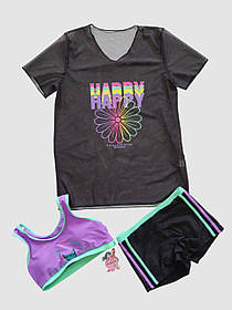 Дитячий підлітковий купальник топ шорти туніка Fuba 1883 бірюзовий 36 38 40 42 розмір