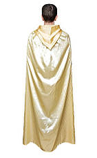 Золотистий атласний плащ із капюшоном (130 см). Карнавальний плащ мантії, фото 3