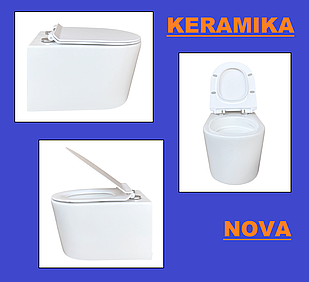 Унітаз підвісний безобідковий Keramika Nova W106 (дюропласт, мікроліфт)