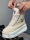 Кросівки черевики бежеве хутро екошкіряні жіночі, фото 3